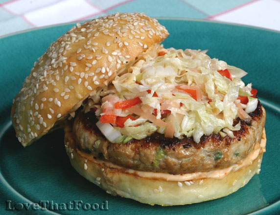 Asian Turkey Burgers with Ginger Slaw