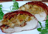 Bacon-Wrapped Pork Tenderloin with Cornbread Stuffing