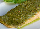 Baked Salmon with Pistachio Basil Butter