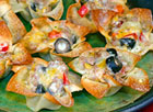 Cheese and Sausage Wonton Flowers