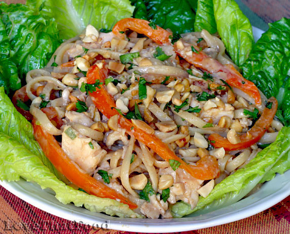 Chicken Noodle Salad with Spicy Peanut Dressing