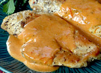 Chicken with Red Pepper Coconut Sauce