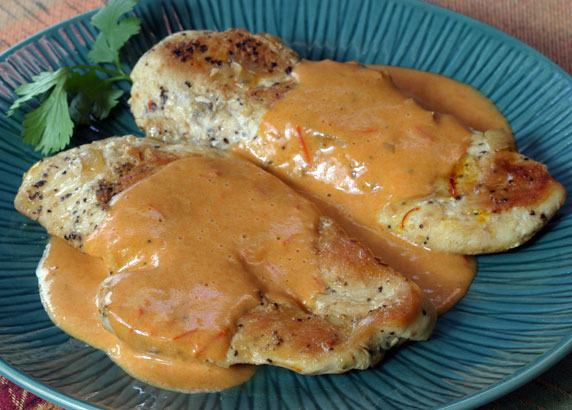 Chicken with Red Pepper Coconut Sauce