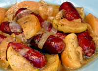 Cider-Braised Sausages with Apples