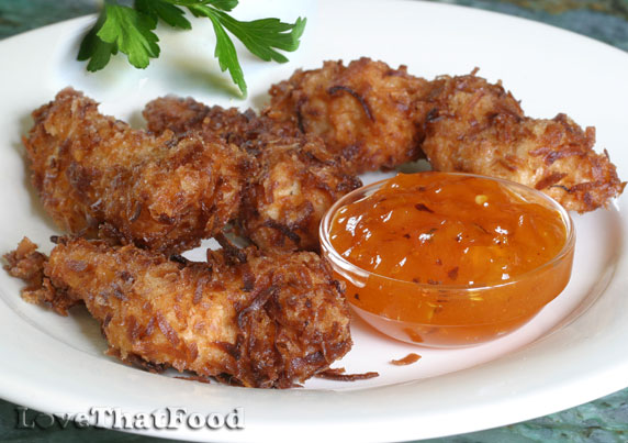 Coconut Crusted Chicken with Apricot Dipping Sauce