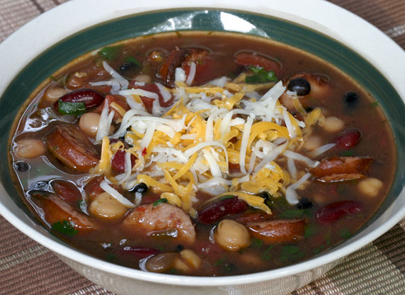 Four Bean Soup with Smoked Sausage