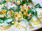 Gnocchi with Corn and Arugula in Cream Sauce