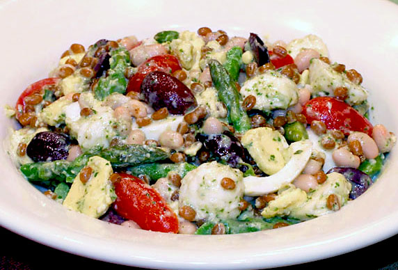 Mediterranean Salad with Pesto Vinaigrette