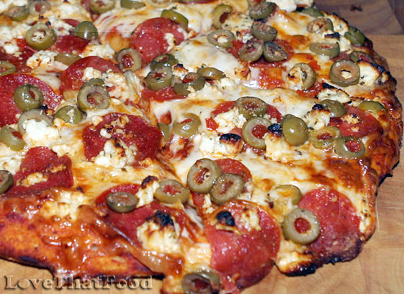 Pepperoni, Green Olives & Feta Pizza