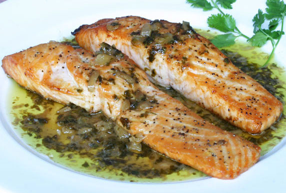 Salmon with Sweet and Sour Coriander Sauce