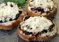 Three Cheese Crostini with Sun-Dried Tomatoes